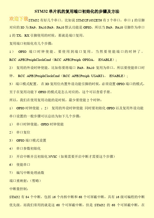 STM32单片机的复用端口初始化的步骤及方法