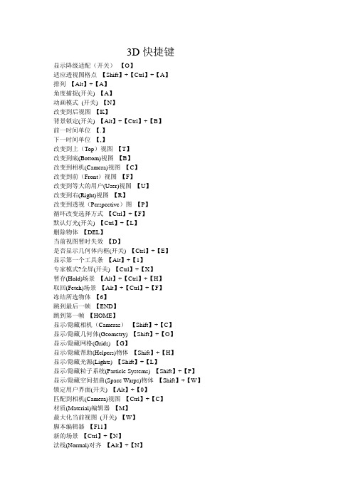 3D快捷键大全