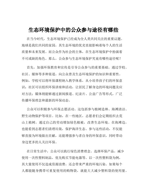 生态环境保护中的公众参与途径有哪些