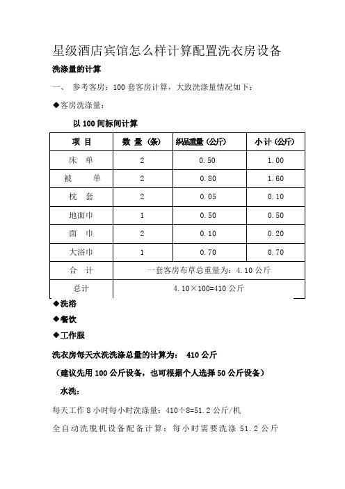 星级酒店宾馆怎么样计算配置洗衣房设备