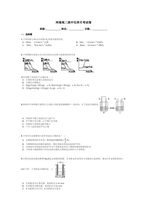 河南高二高中化学月考试卷带答案解析
