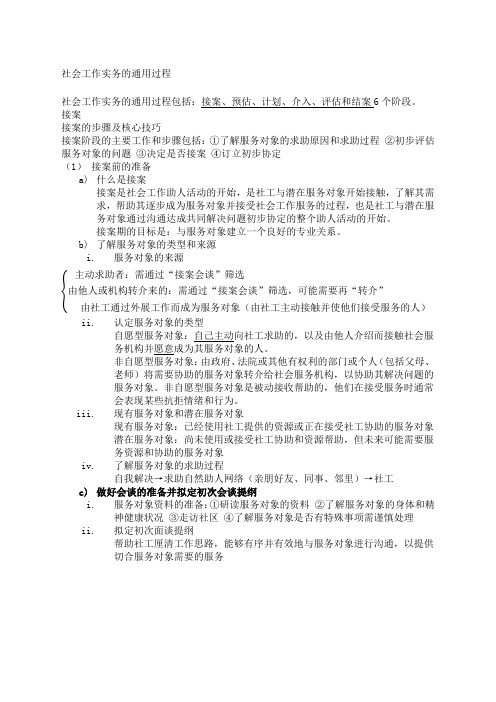 社会工作实务必考知识点归纳最新