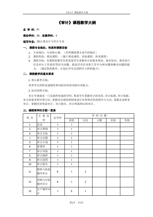 《审计》课程教学大纲