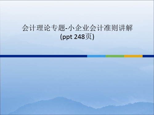 会计理论专题-小企业会计准则讲解(