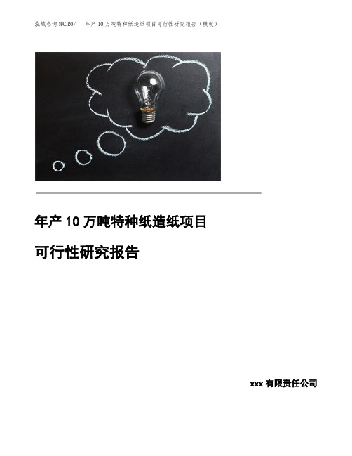 年产10万吨特种纸造纸项目可行性研究报告(模板)