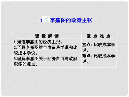 高中政治 专题1.4 李嘉图的政策主张同步备课课件 新人