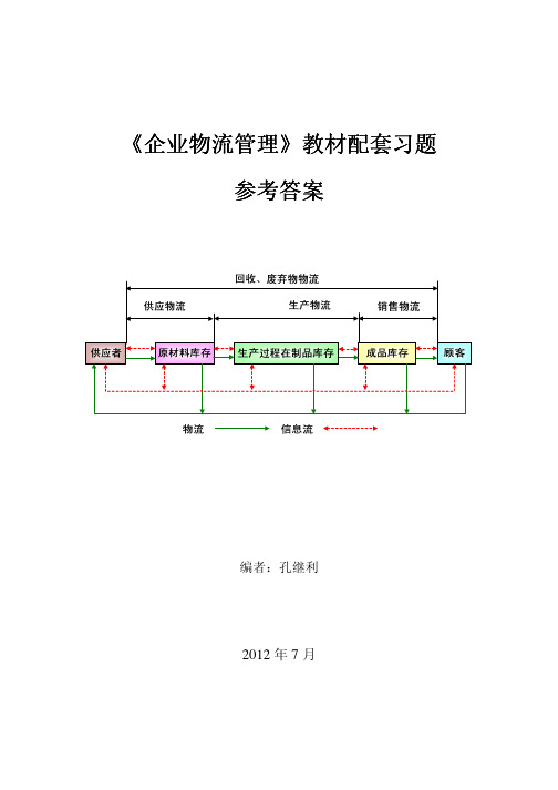 《企业物流管理》教材配套习题参考答案