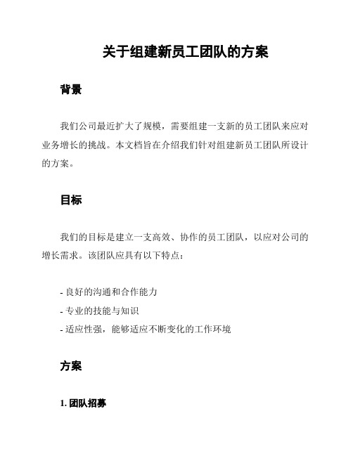 关于组建新员工团队的方案