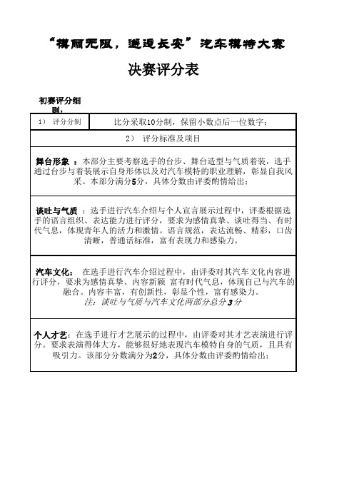 2012车模大赛决赛评委用表