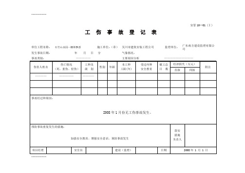 [整理]1001工伤事故登记表.