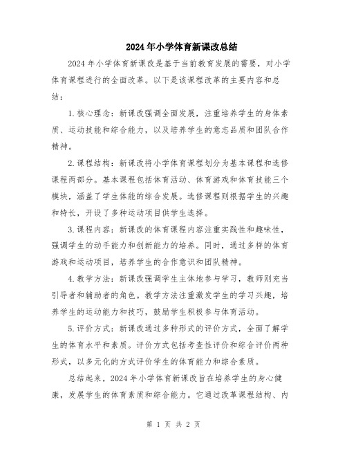 2024年小学体育新课改总结