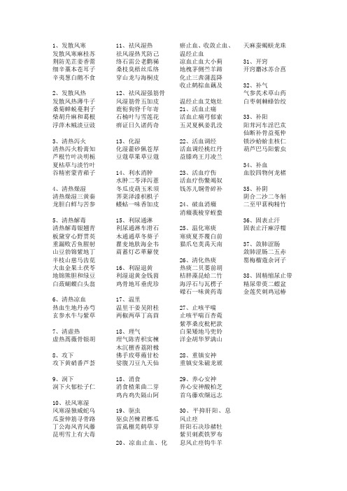 中药归类歌诀
