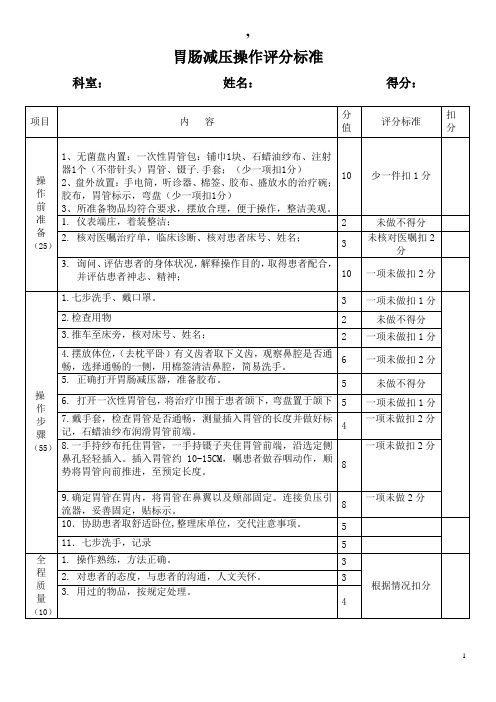 胃肠减压评分标准