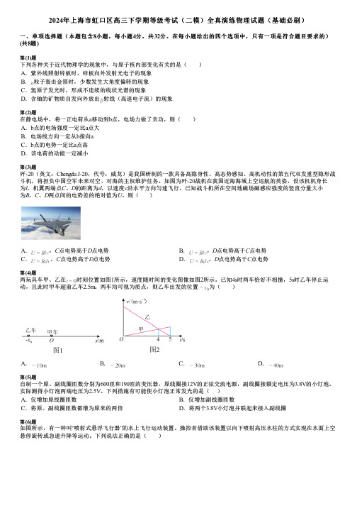 2024年上海市虹口区高三下学期等级考试(二模)全真演练物理试题(基础必刷)