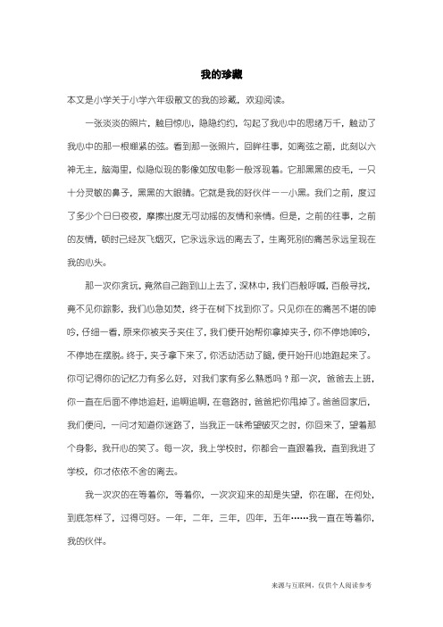 小学六年级散文:我的珍藏
