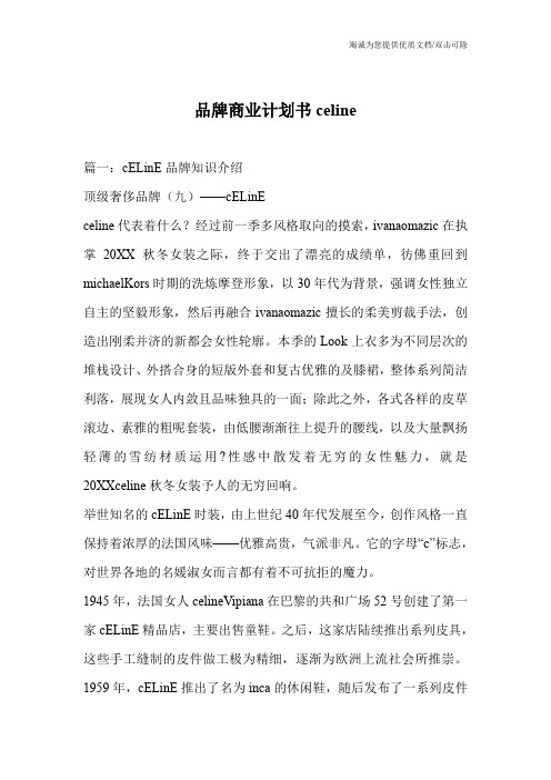 品牌商业计划书celine