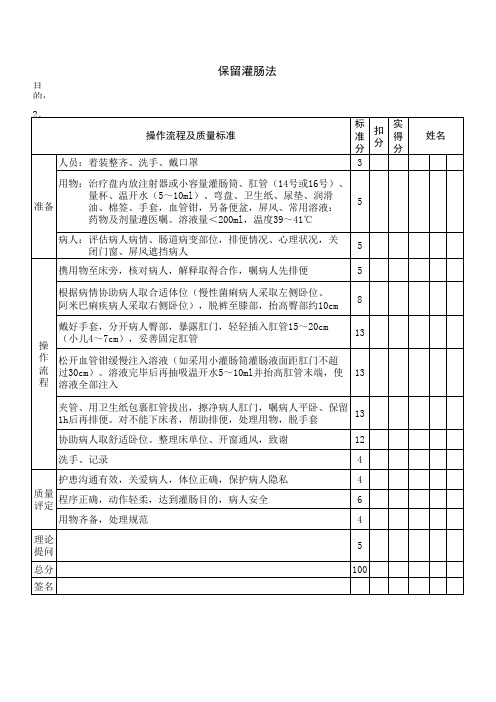 护理操作保留灌肠