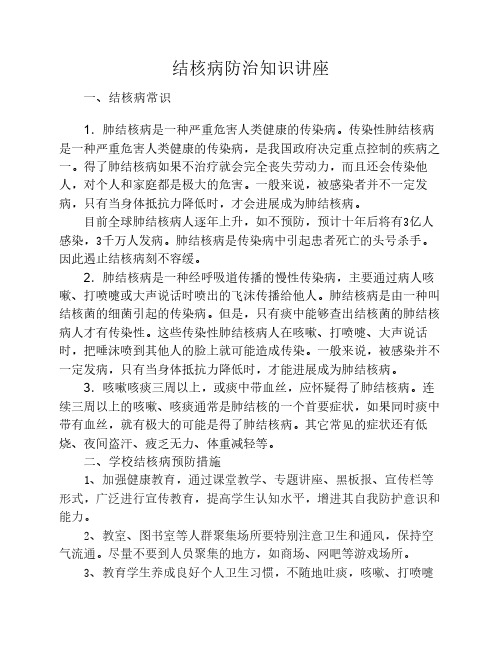 结核病防治知识讲座