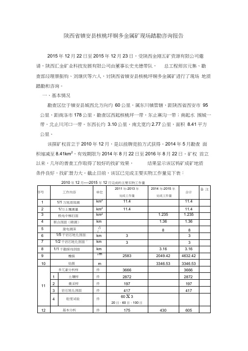 核桃坪铜多金属矿地质踏勘报告