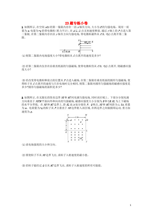 (浙江专用)2020-2021版高考物理大二轮复习优选习题 23题专练小卷