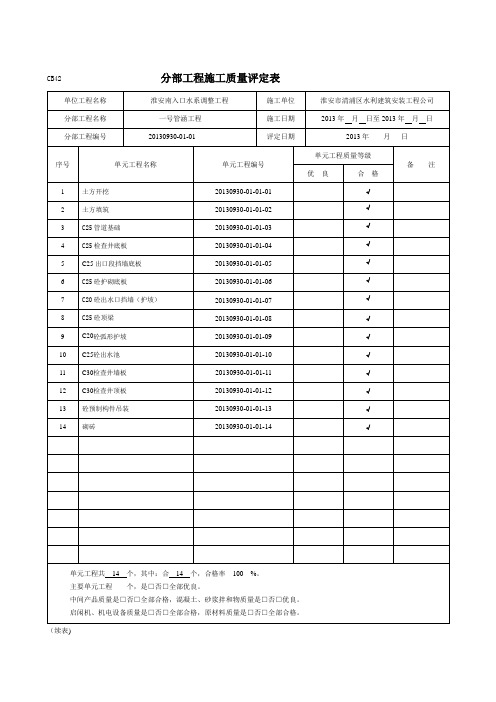 工程质量评定表(DOC 50页)