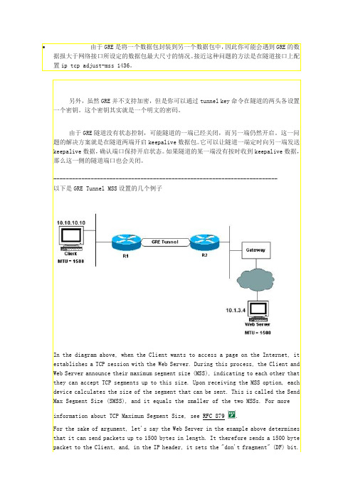 为什么GRE隧道的TCP MSS也要设置1436？