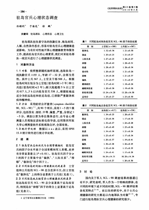 驻岛官兵心理状态调查