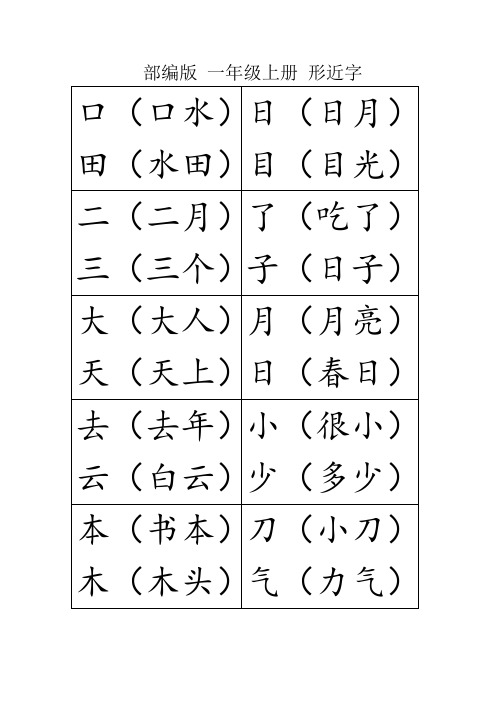 部编版-一年级上册-形近字