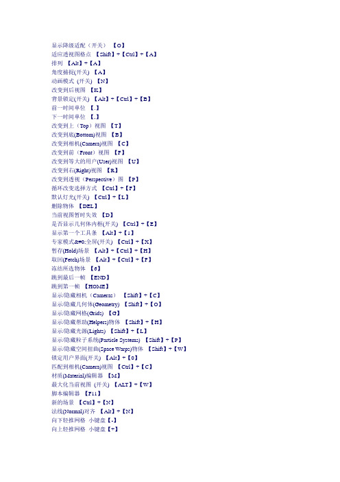 3DSMAX快捷键大全