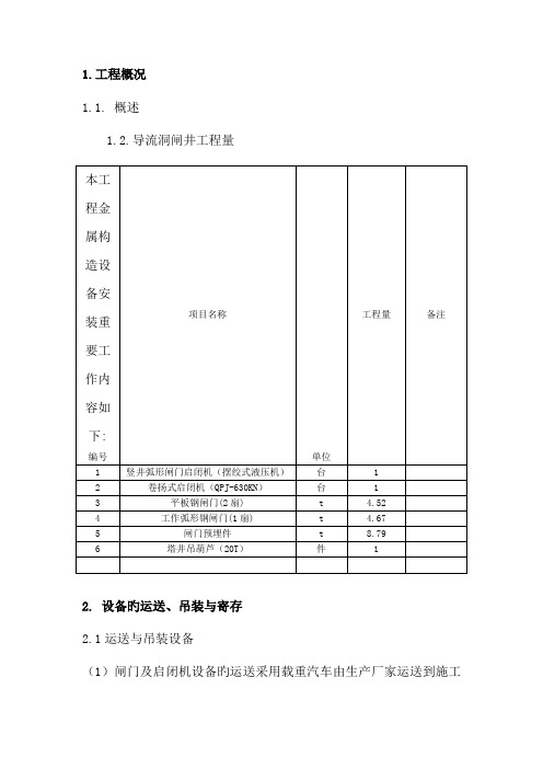 闸门安装施工方案