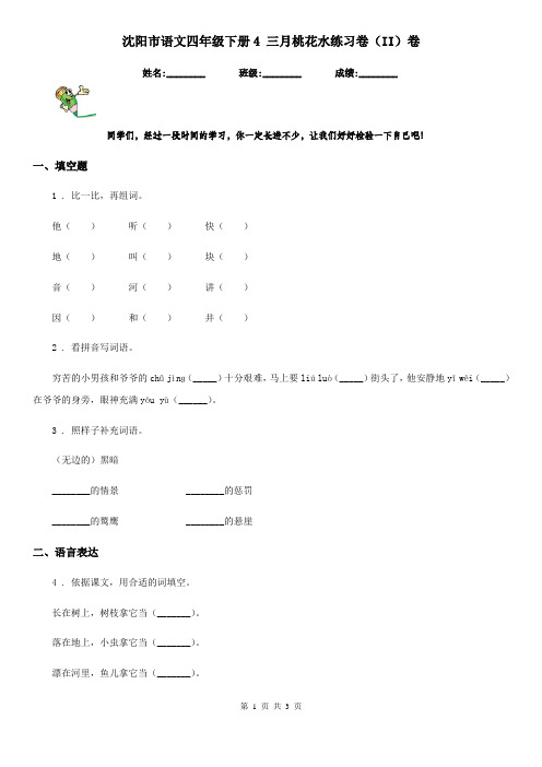 沈阳市语文四年级下册4 三月桃花水练习卷(II)卷