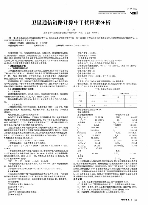 卫星通信链路计算中干扰因素分析