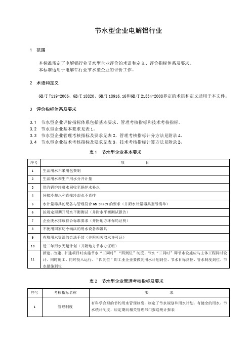 节水型企业电解铝行业