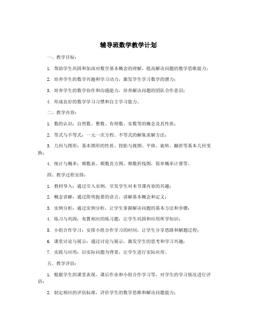 辅导班数学教学计划