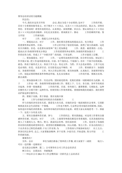 领导总结发言稿