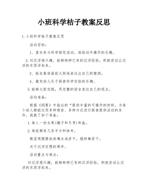 小班科学桔子教案反思