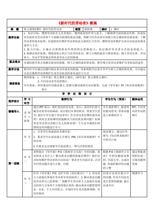 高中政治高中政治-5.2新时代的劳动者教案-新人教版必修1