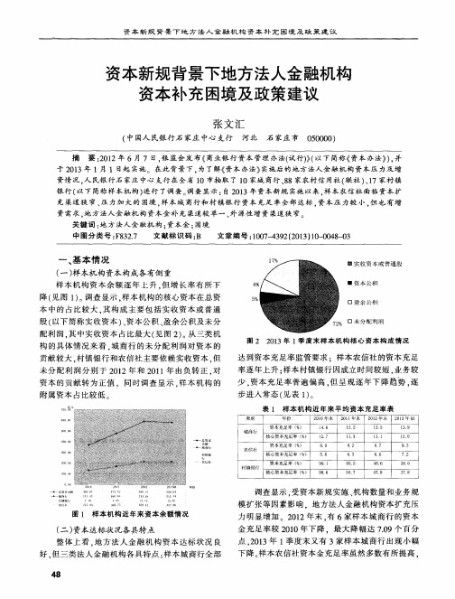 资本新规背景下地方法人金融机构资本补充困境及政策建议