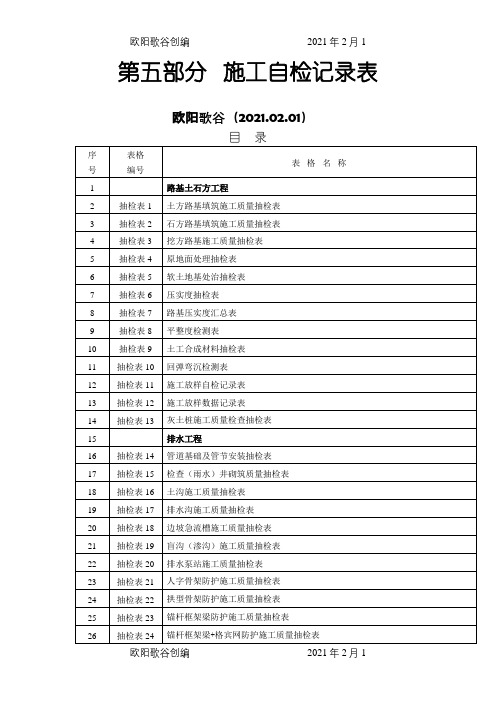 监理抽检表之欧阳歌谷创编