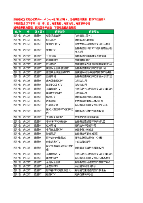 2020新版四川省内江市隆昌市KTV工商企业公司商家名录名单联系电话号码地址大全32家