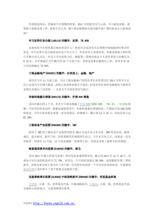 2014年那些令人印象深刻的基金(名单)