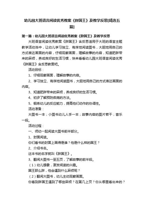 幼儿园大班语言阅读优秀教案《胖国王》及教学反思[精选五篇]