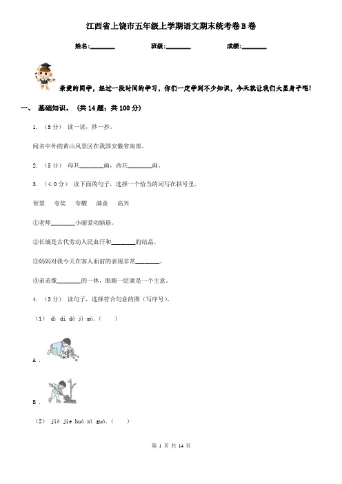 江西省上饶市五年级上学期语文期末统考卷B卷