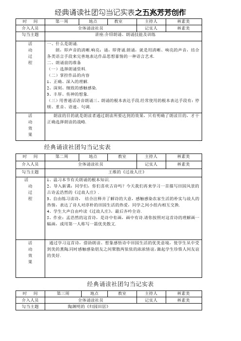 经典诵读活动记录