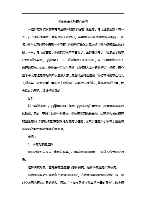 学前教育实验研究案例