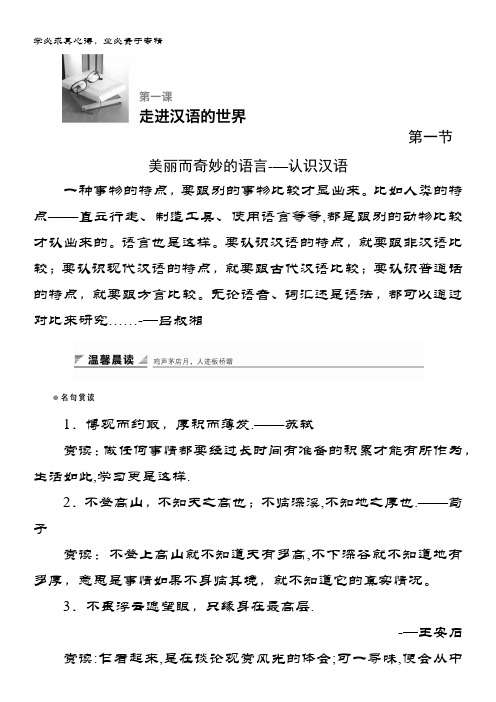 语文新设计同步语言文字应用讲义：第一课 第一节 含答案