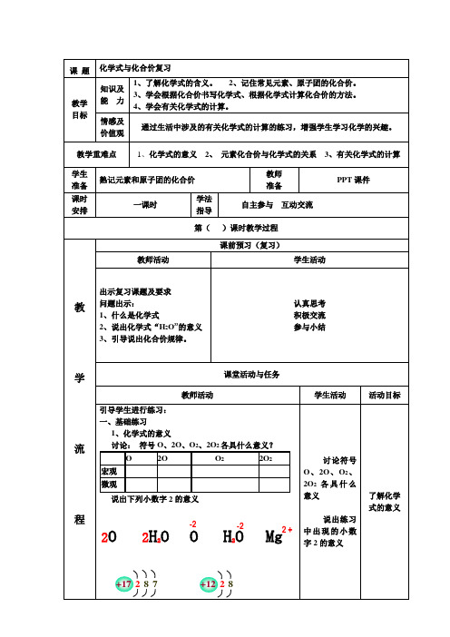 化学式与化合价复习教学设计