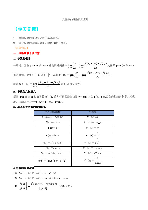 高二数学《一元函数的导数及其应用》(解析版)