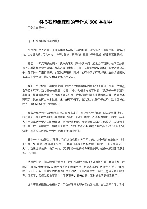 一件令我印象深刻的事作文600字初中