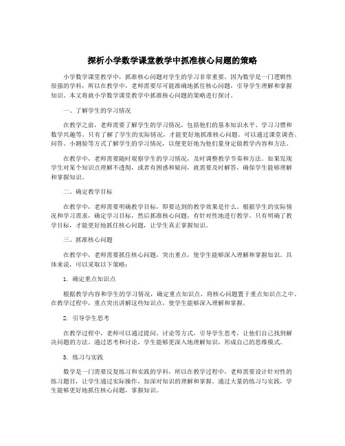 探析小学数学课堂教学中抓准核心问题的策略